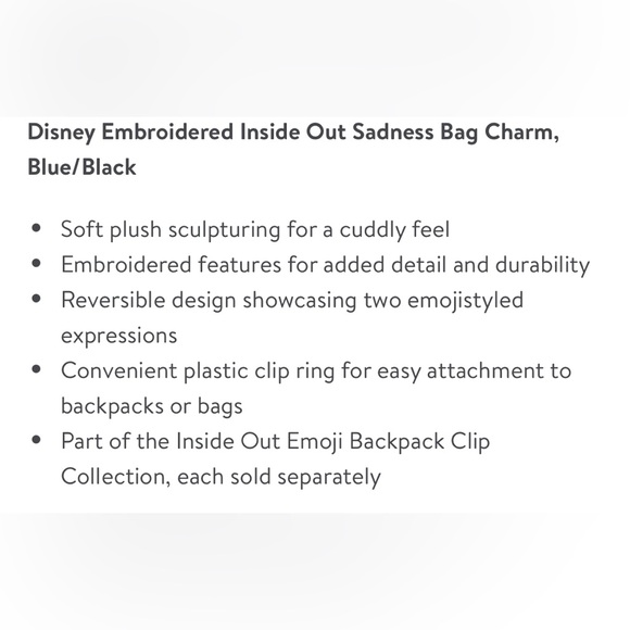 🎄 Disney “Sadness” backpack clip 🎅 - Picture 12 of 13